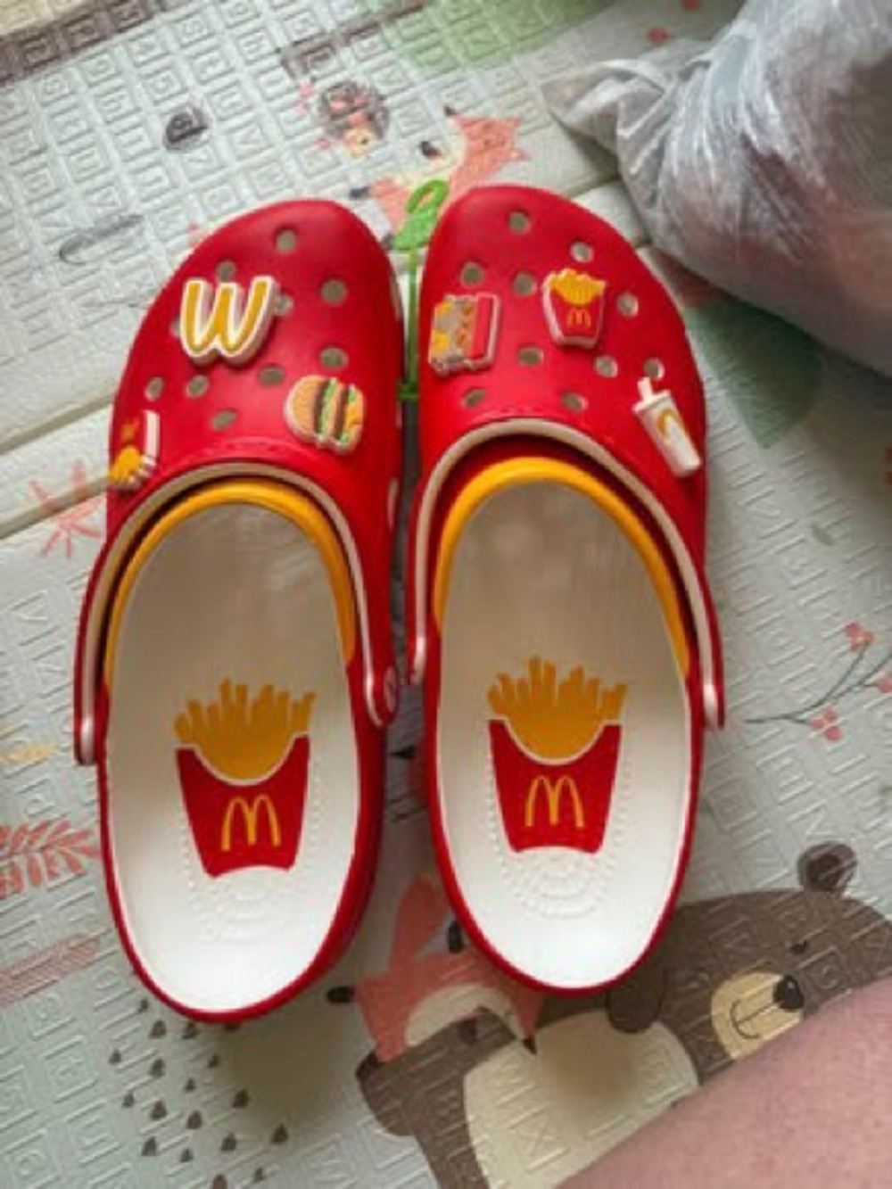 CROCS men’s  Red and Yellow Fast-Food Charm Clogs